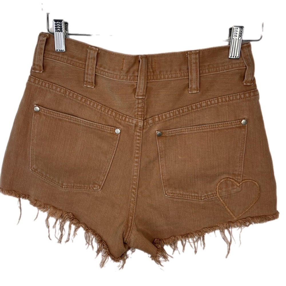 Madewell Where I was From shorts Orange Denim w‎ embroidered heart on butt sz 24 - Picture 4 of 10